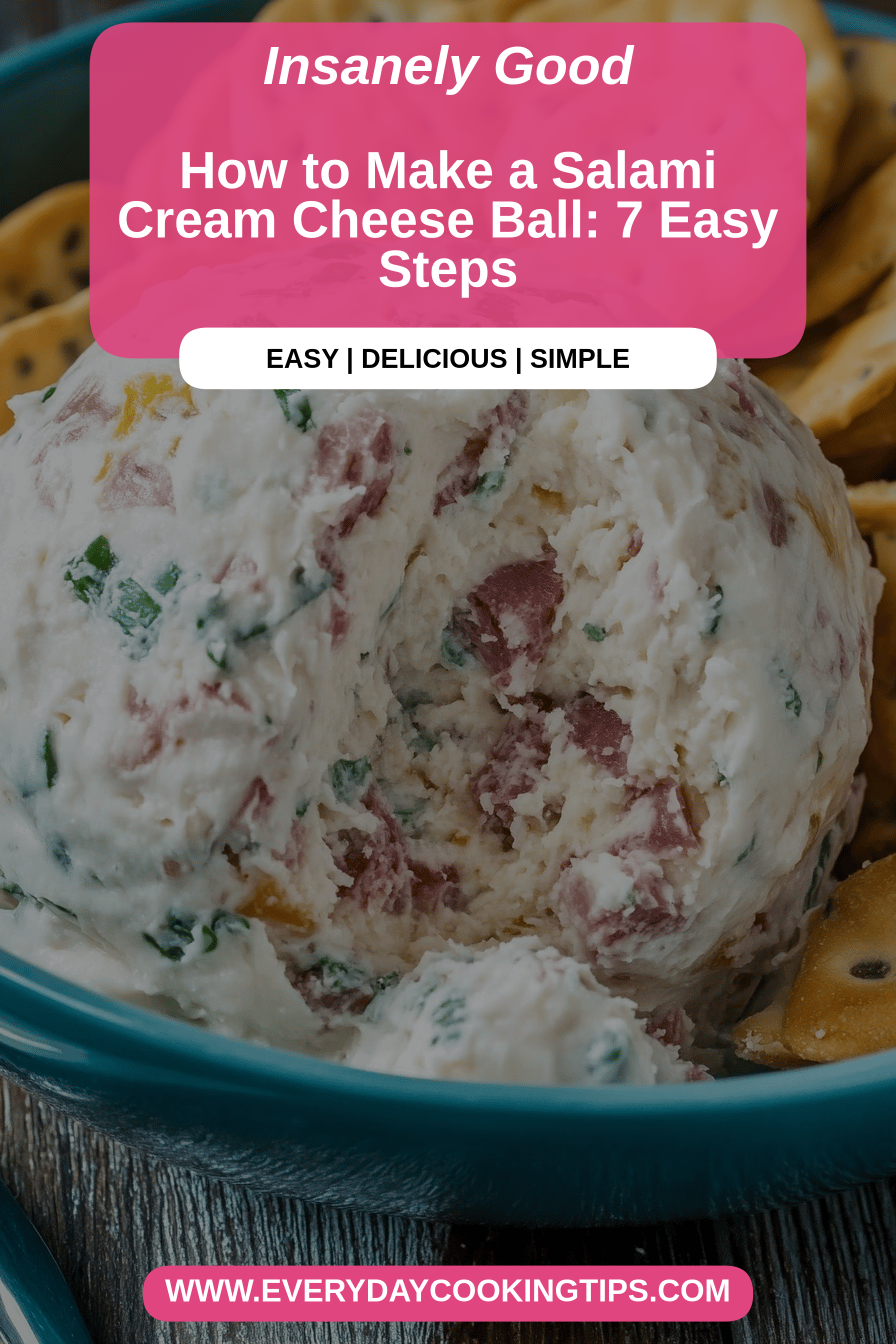 Salami Cream Cheese Ball final dish beautifully presented and ready to serve