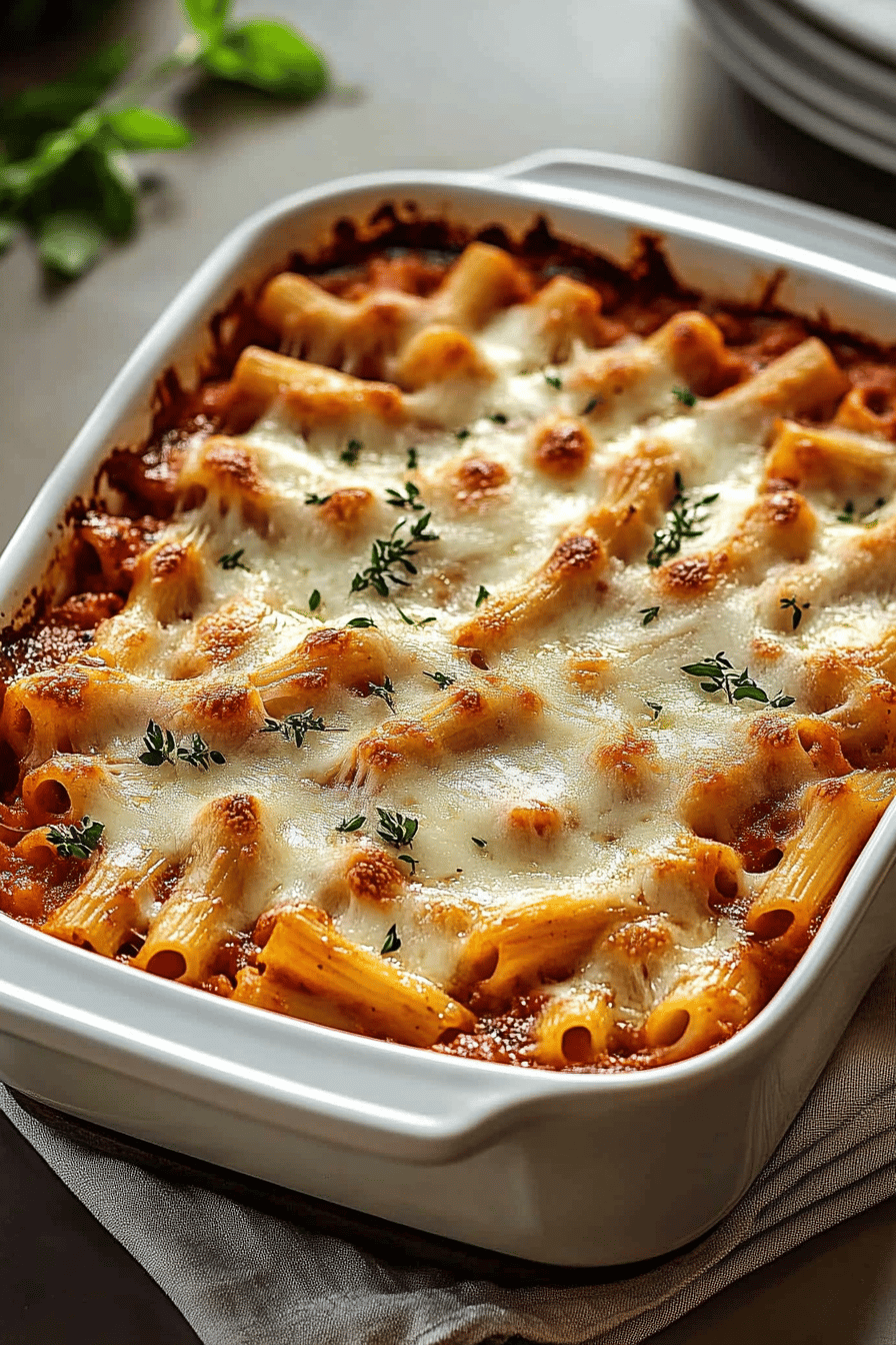 baked mostaccioli slice on plate showing perfect texture and swirl pattern