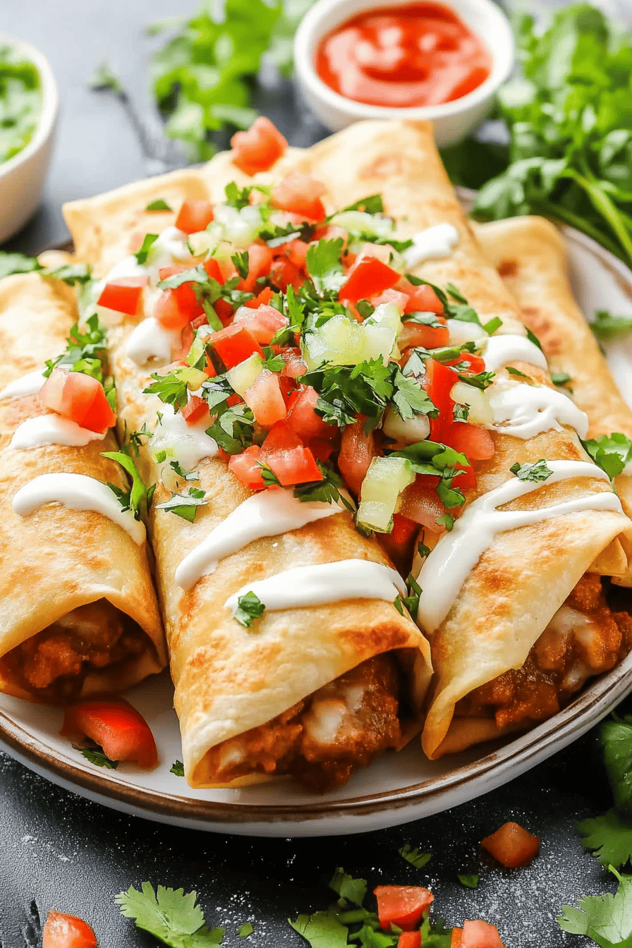 chimichangas recipe slice on plate showing perfect texture and swirl pattern