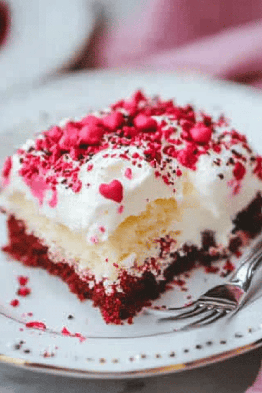 poke cake slice on plate showing perfect texture and swirl pattern