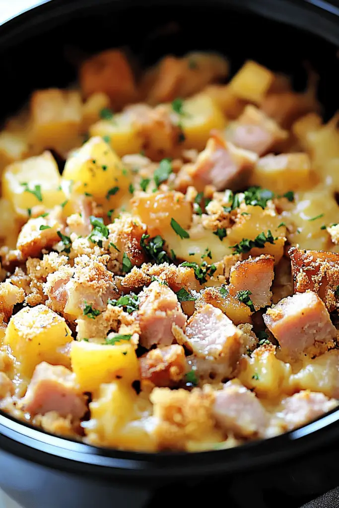 Crockpot ham casserole