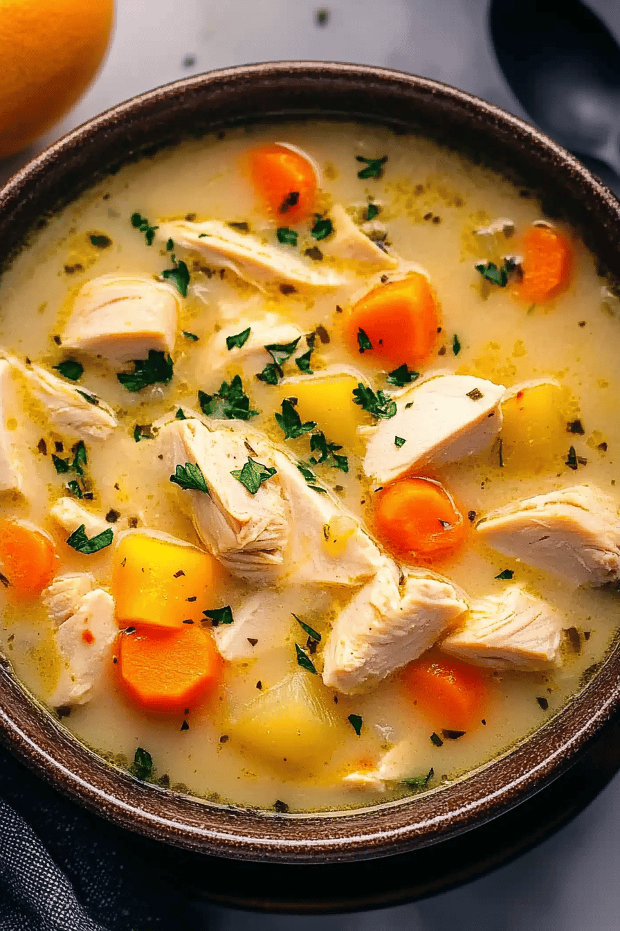 Leftover Turkey Soup slice on plate showing perfect texture and swirl pattern