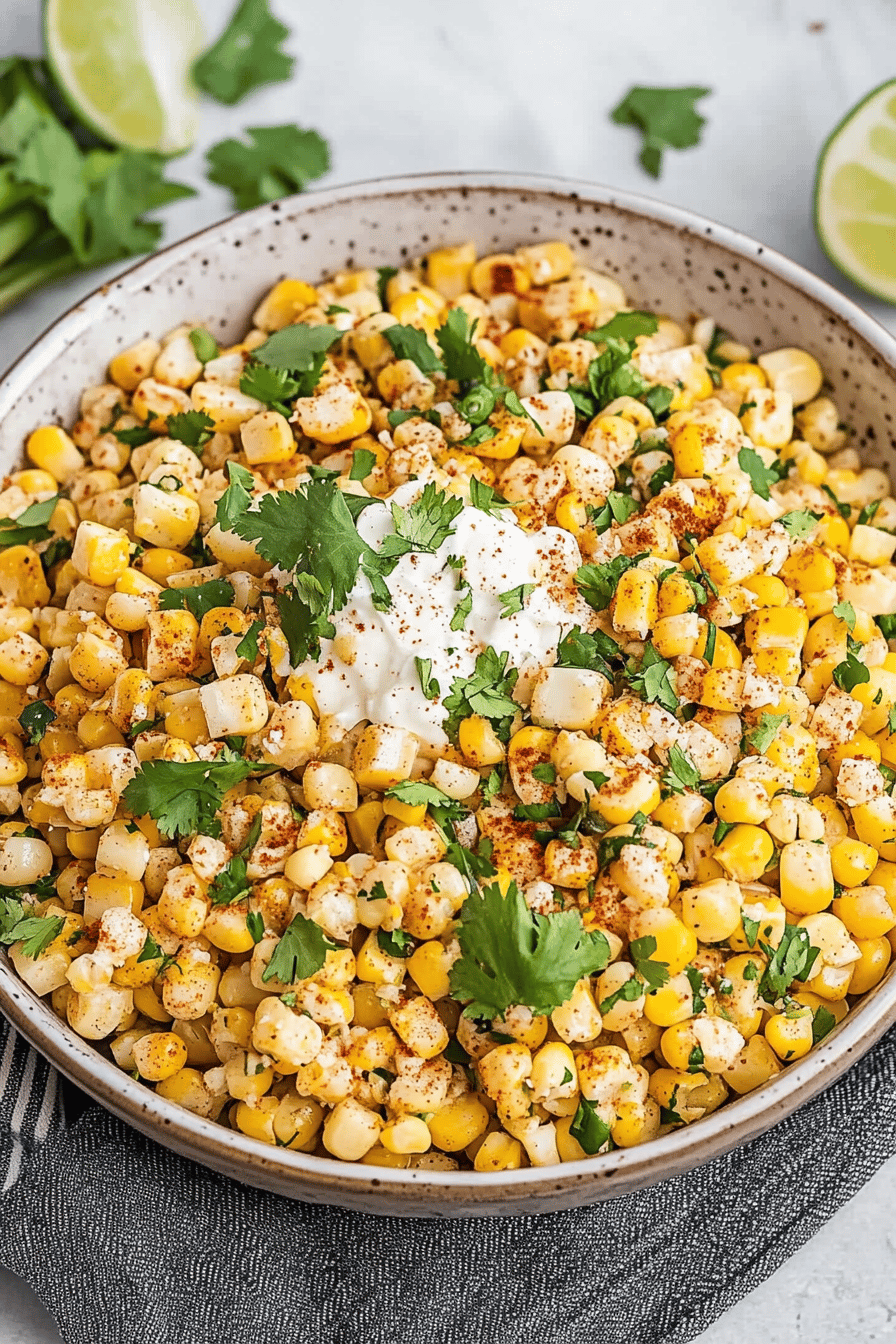 Mexican corn salad ingredients organized and measured on kitchen counter