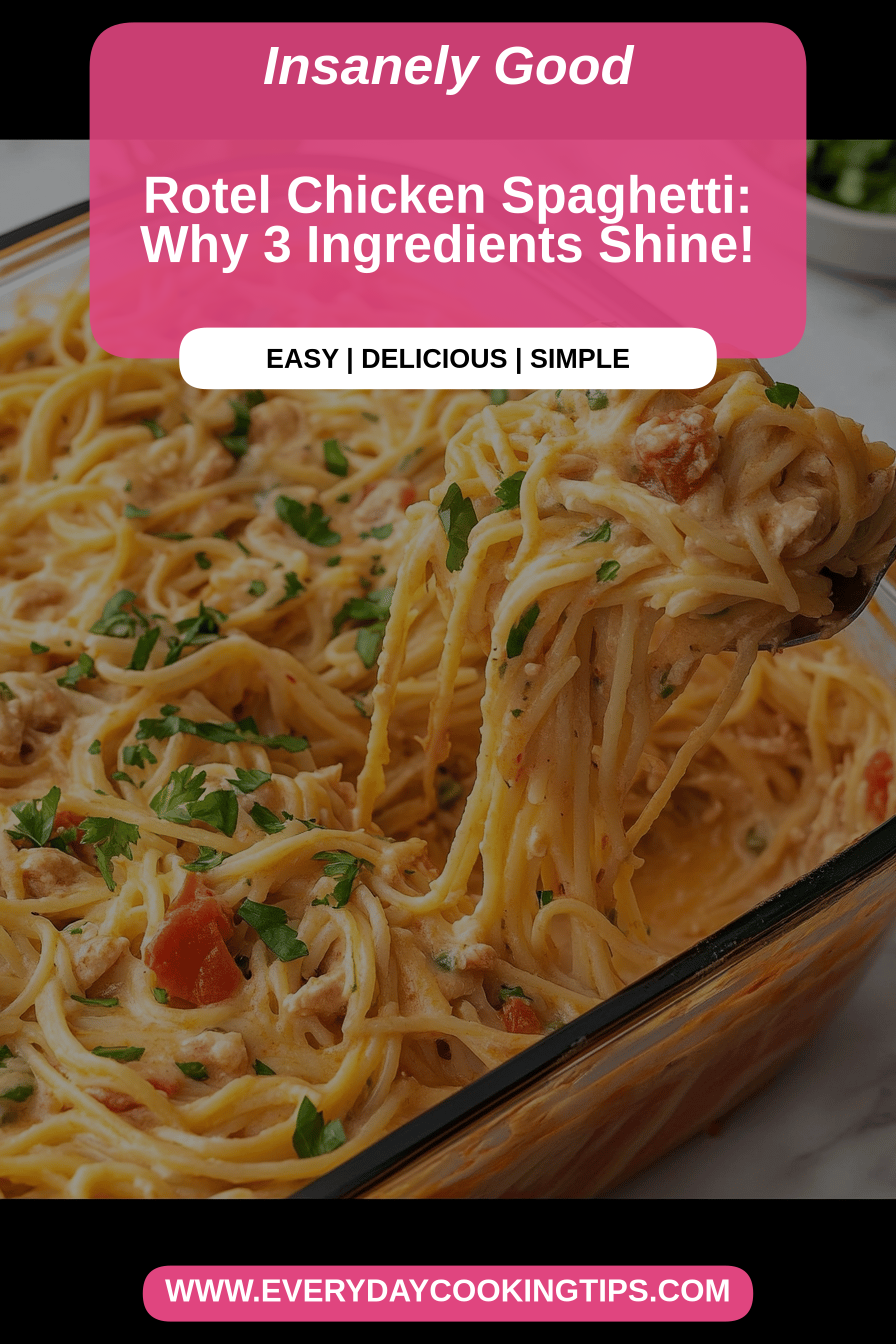 Rotel chicken spaghetti final dish beautifully presented and ready to serve