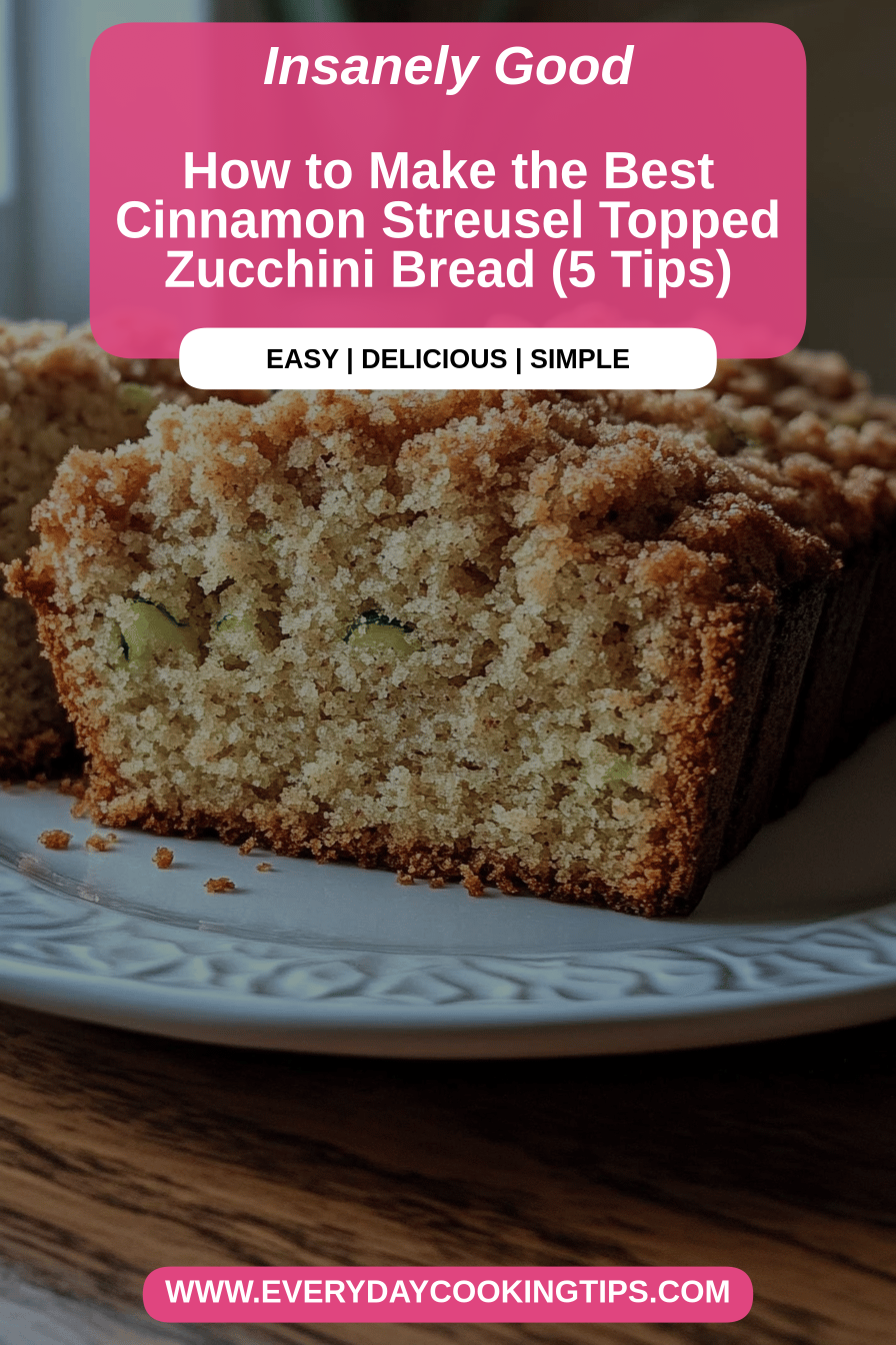 Zucchini bread streusel final dish beautifully presented and ready to serve