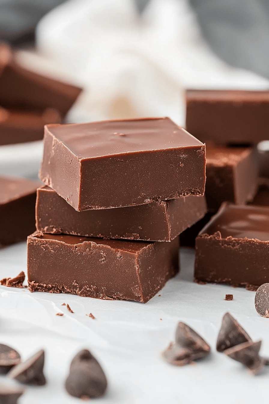 chocolate fudge slice on plate showing perfect texture and swirl pattern