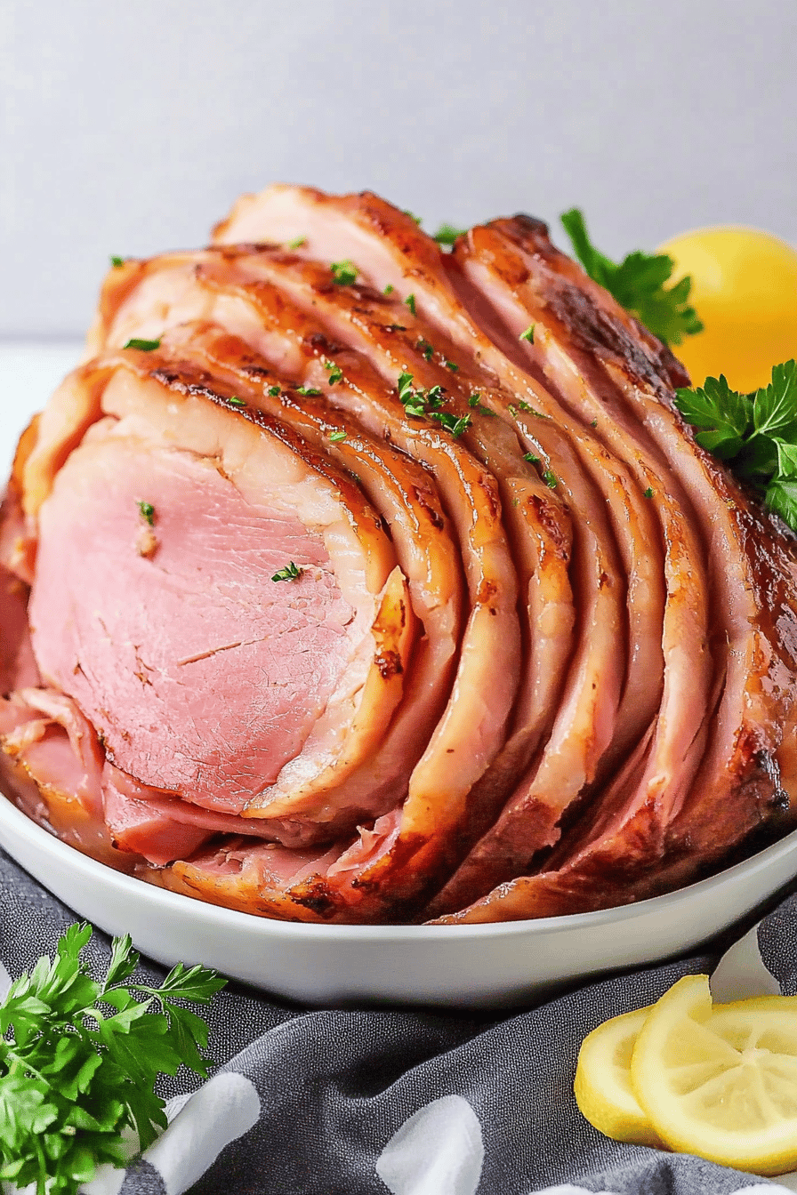 glazed ham ingredients organized and measured on kitchen counter
