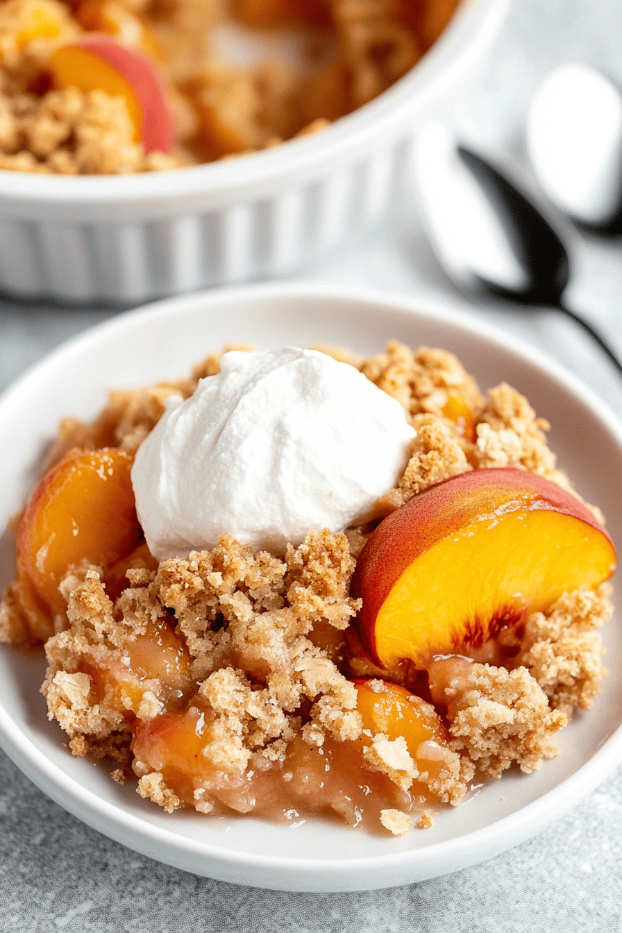 peach crisp slice on plate showing perfect texture and swirl pattern