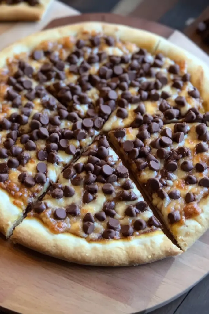 Chocolate chip dessert pizza