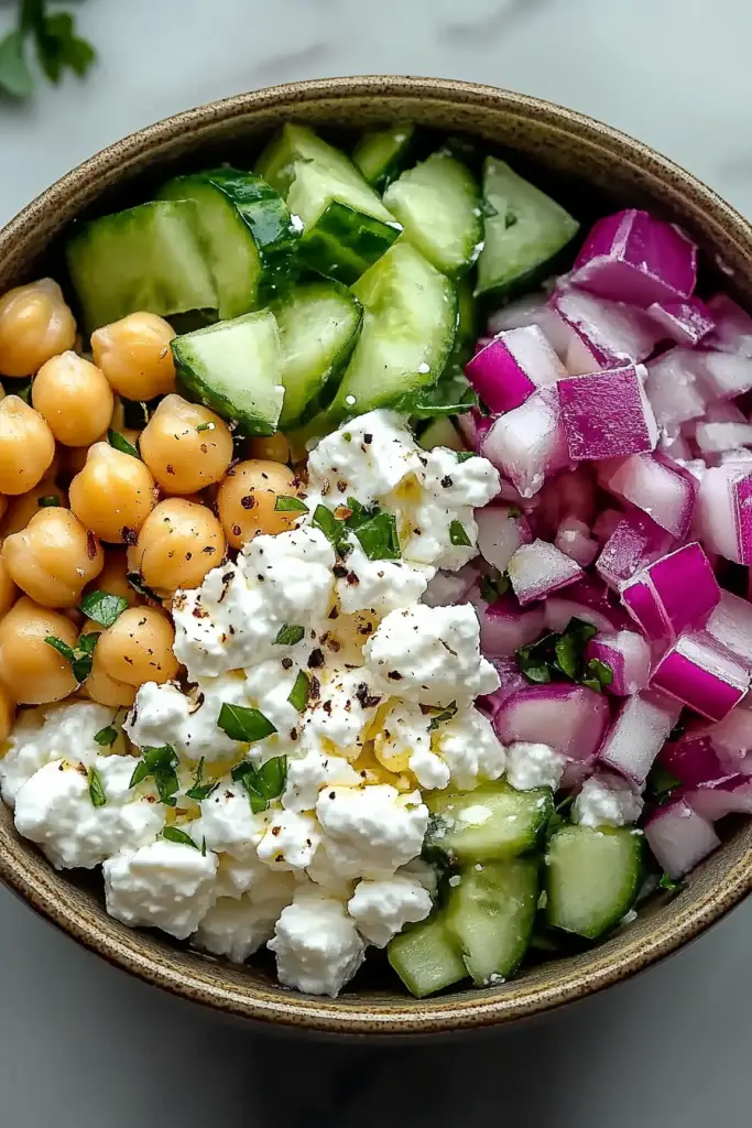 Cottage cheese chickpea salad