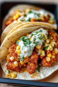 fried chicken street corn tacos