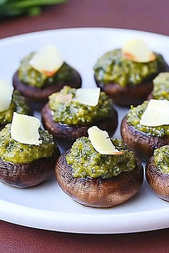 Pesto Stuffed Mushrooms