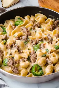 Philly cheesesteak pasta