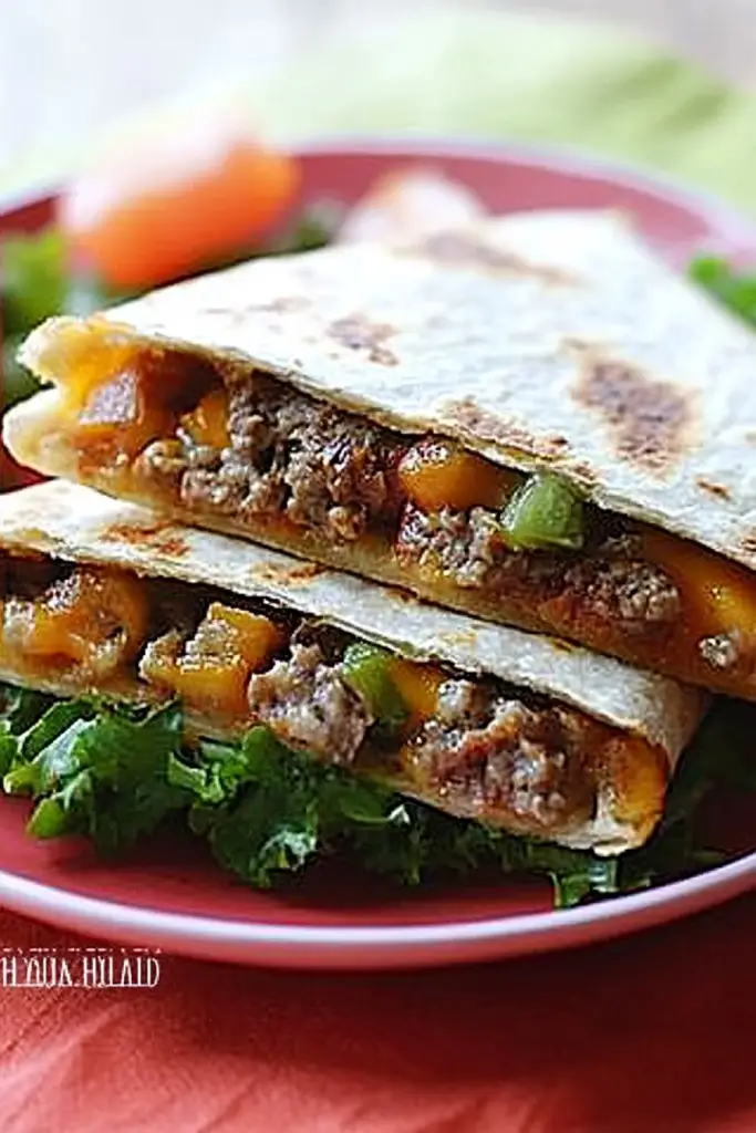 Skinny buffalo burger quesadilla