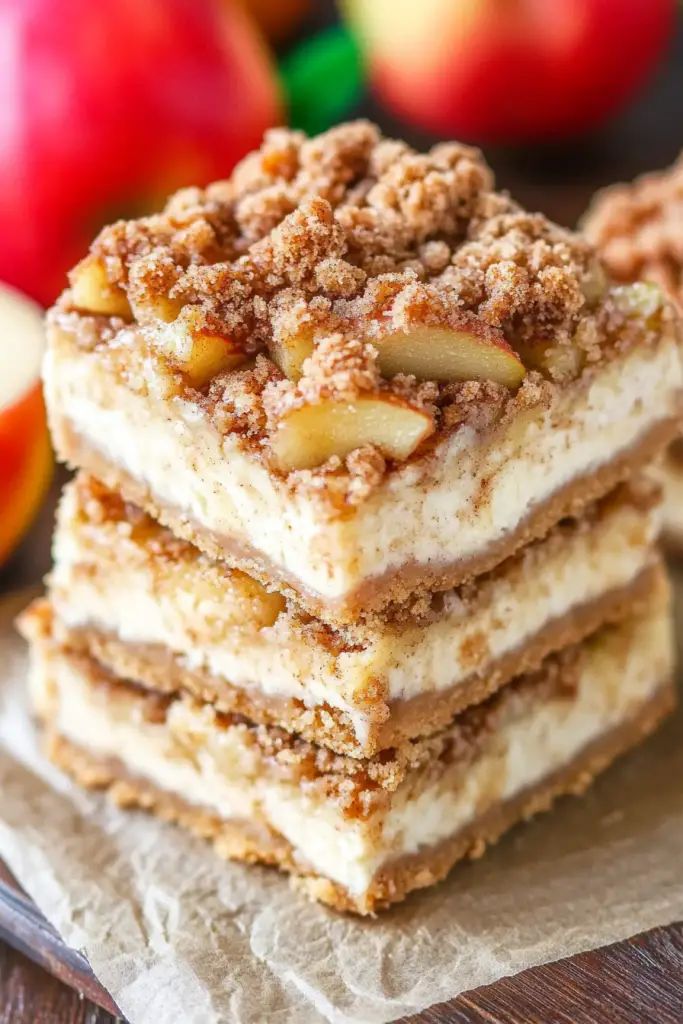 apple streusel cheesecake bars