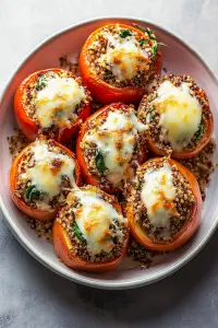 quinoa spinach stuffed tomatoes
