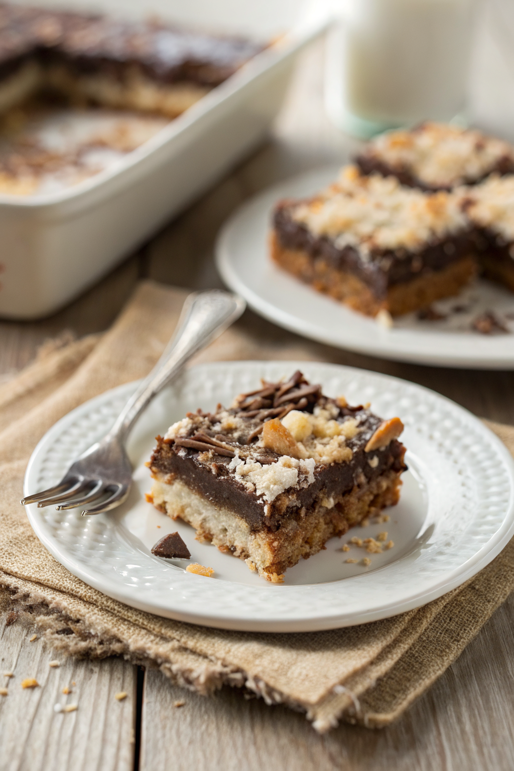 7 Layer Magic Bars ingredients organized and measured on kitchen counter
