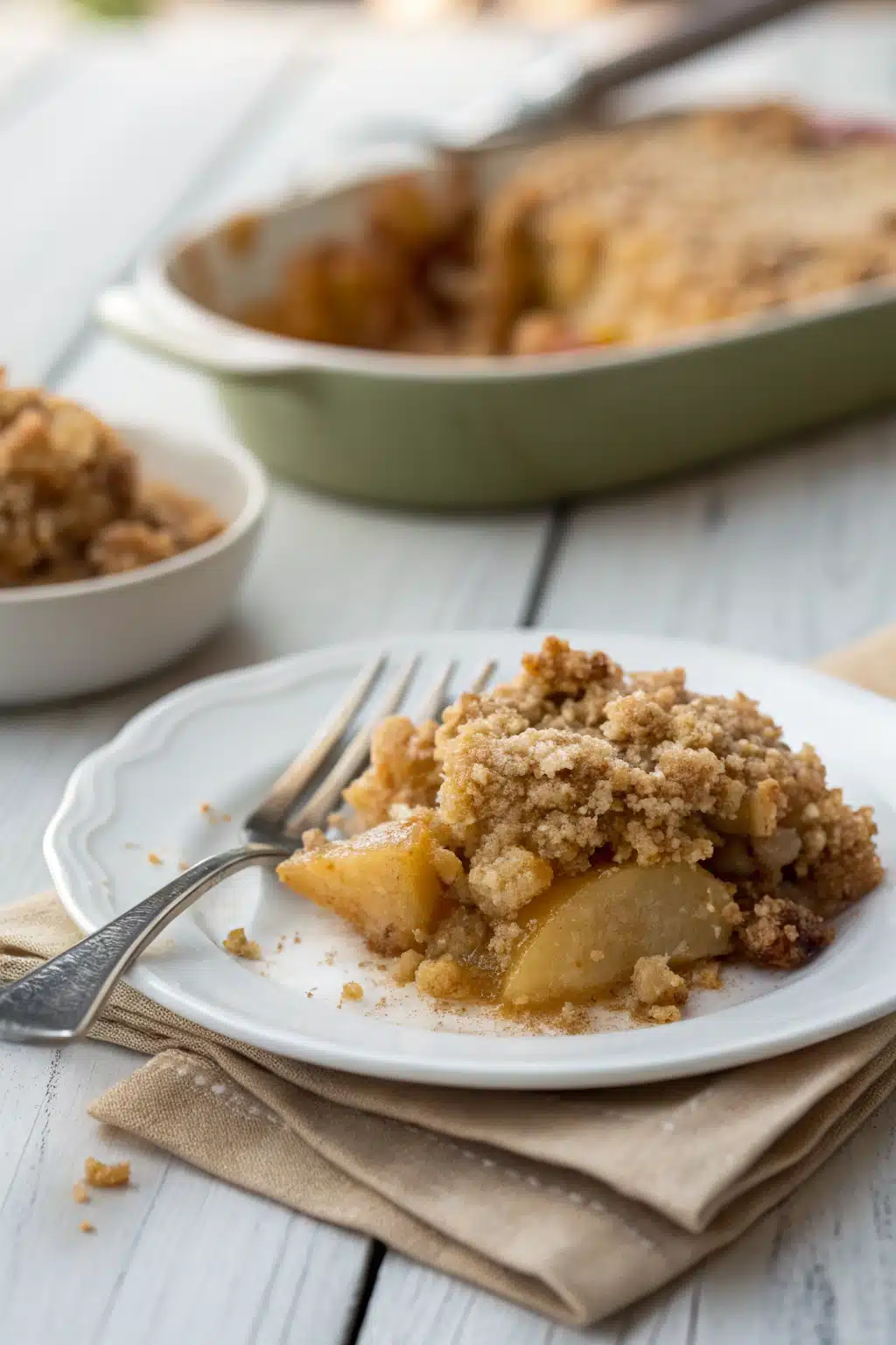 Apple Crumble Recipe ingredients organized and measured on kitchen counter