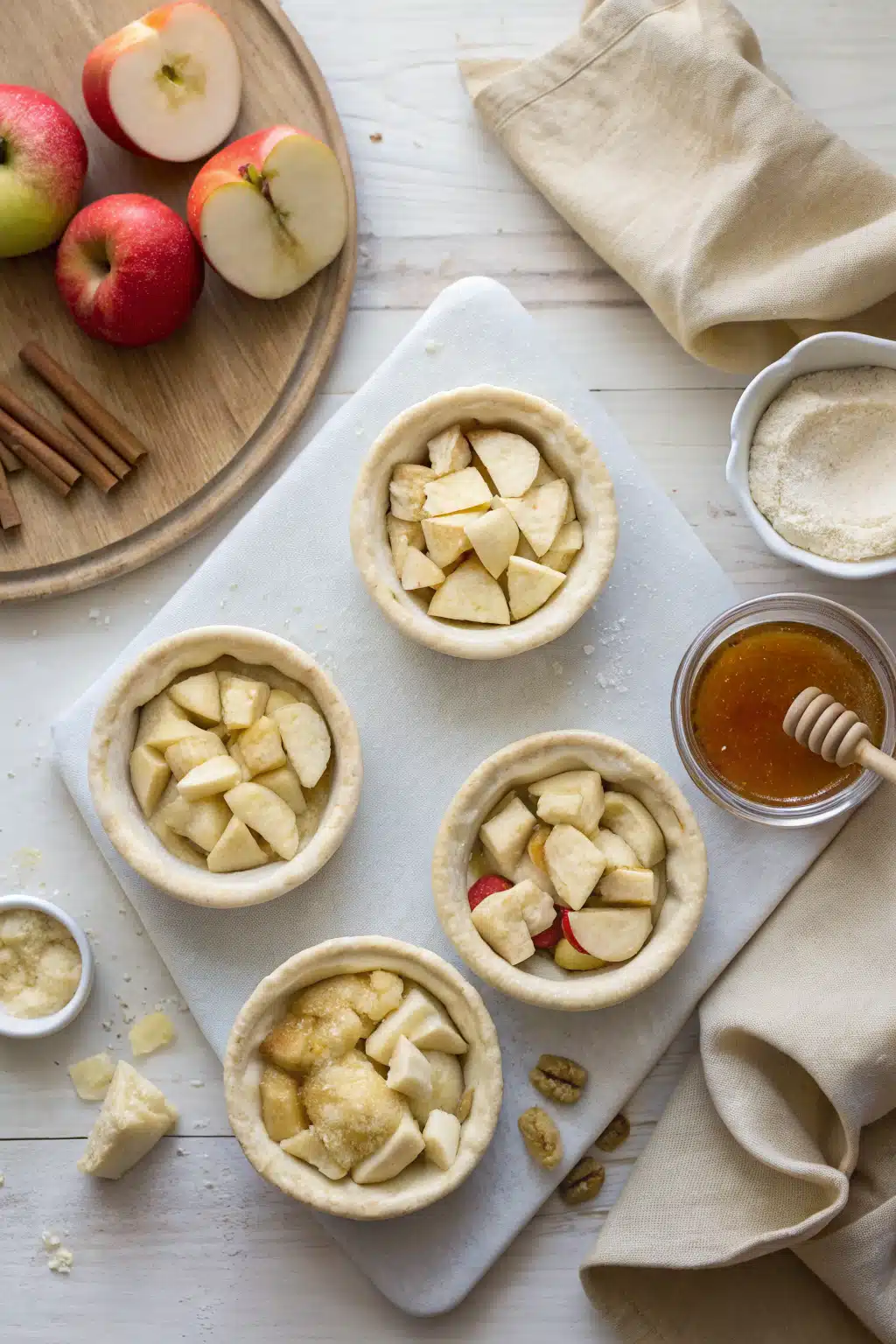Apple Dumplings beautifully presented from an overhead angle