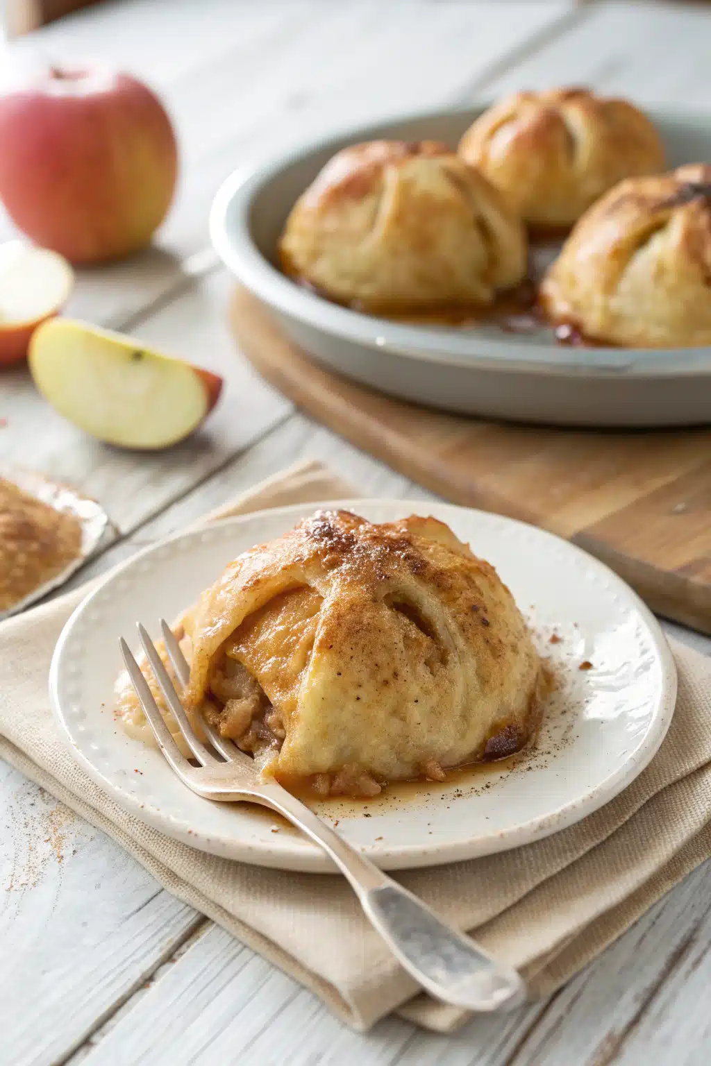 Apple Dumplings ingredients organized and measured on kitchen counter