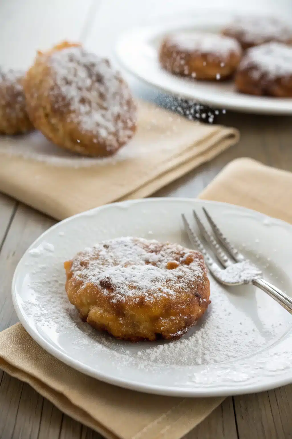 Apple Fritters ingredients organized and measured on kitchen counter