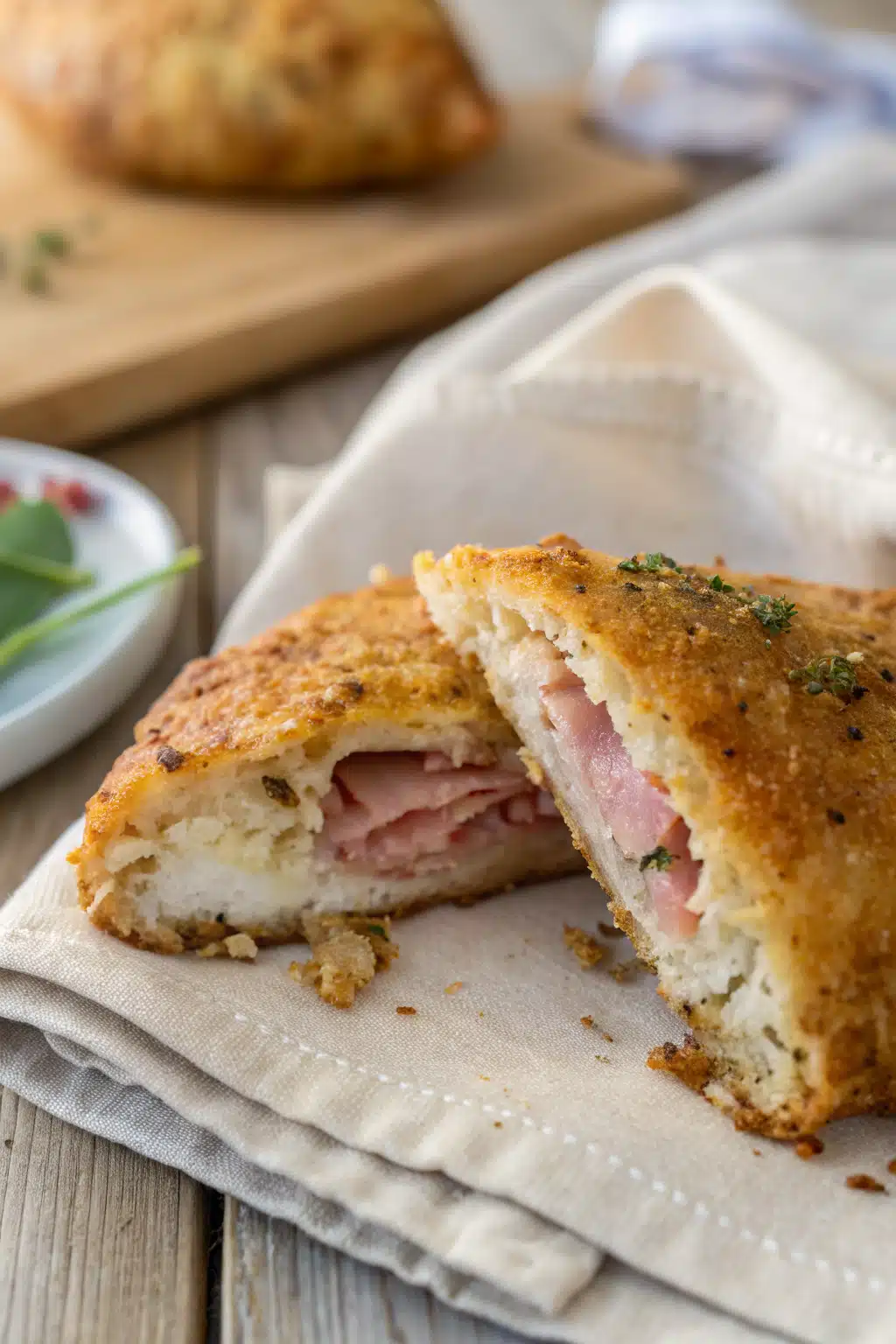 Baked Chicken slice on plate showing perfect texture and swirl pattern