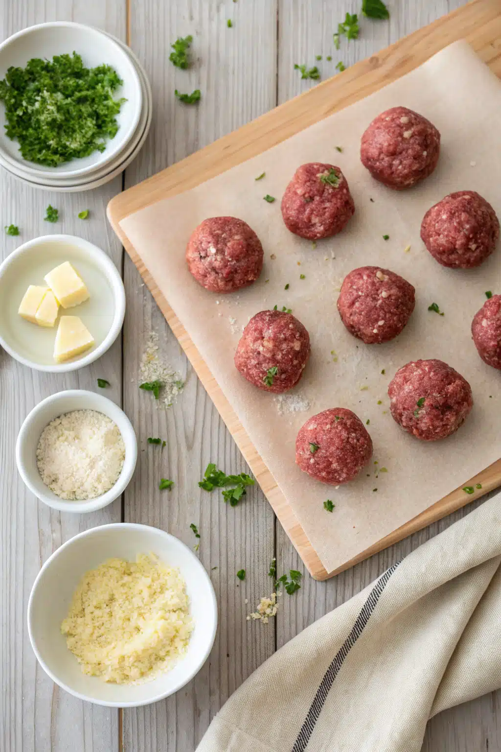 Baked Meatballs Recipe beautifully presented from an overhead angle