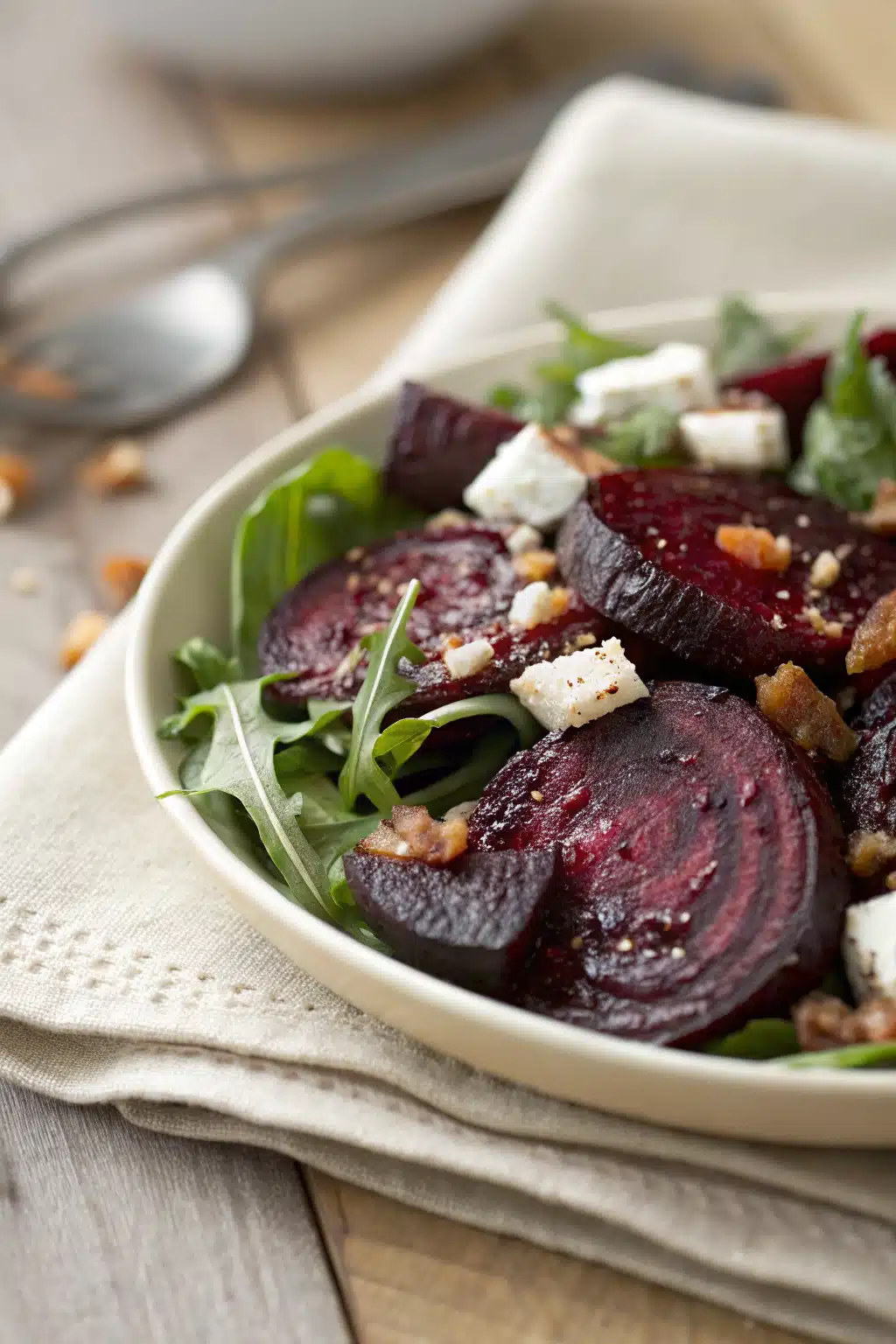 Beet Salad Recipe slice on plate showing perfect texture and swirl pattern