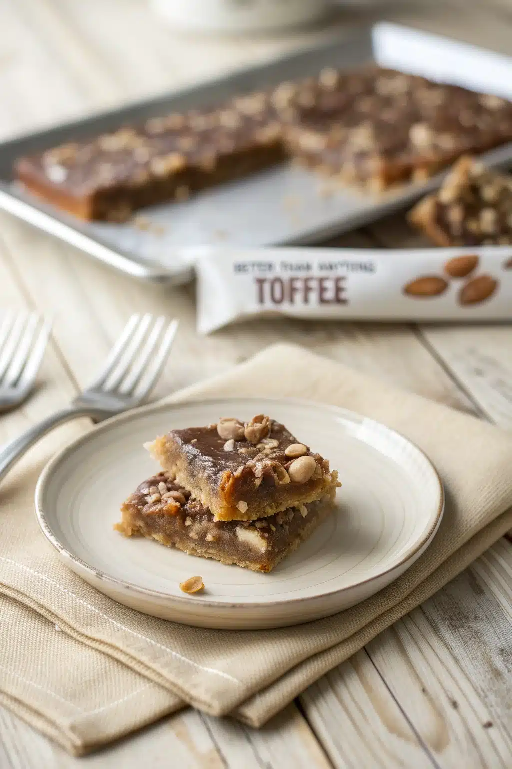 Better Than Anything Toffee Recipe ingredients organized and measured on kitchen counter