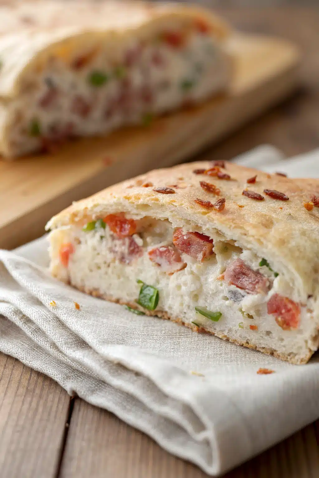 BLT Dip slice on plate showing perfect texture and swirl pattern