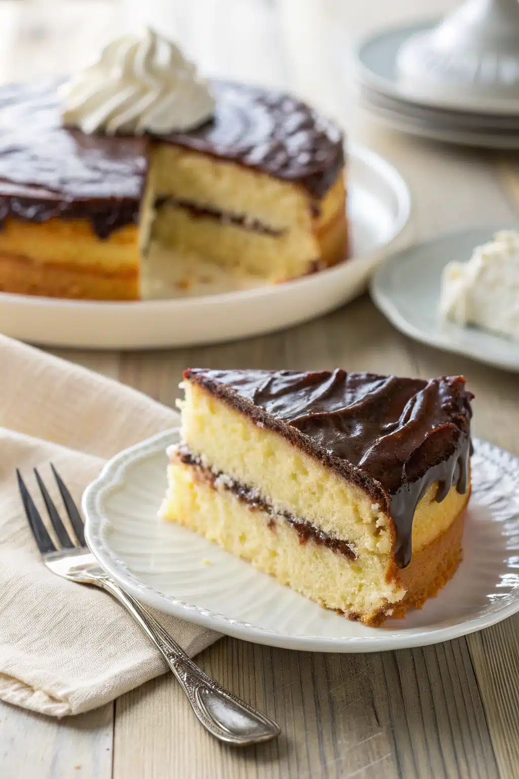 Boston Cream Poke Cake ingredients organized and measured on kitchen counter