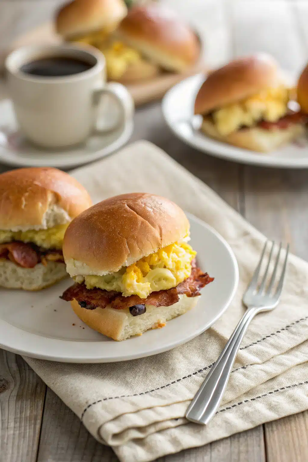 Breakfast Sliders ingredients organized and measured on kitchen counter