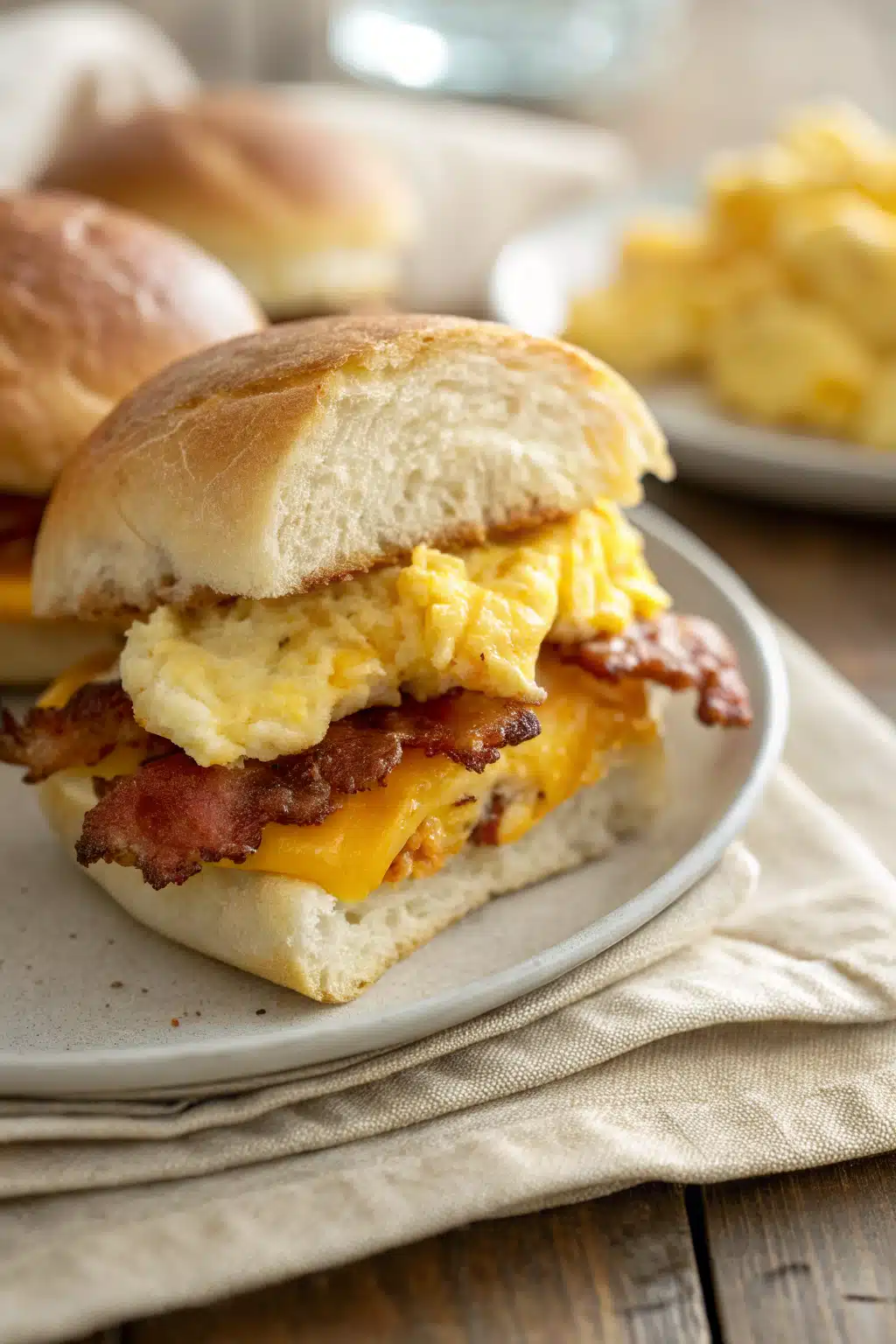 Breakfast Sliders slice on plate showing perfect texture and swirl pattern