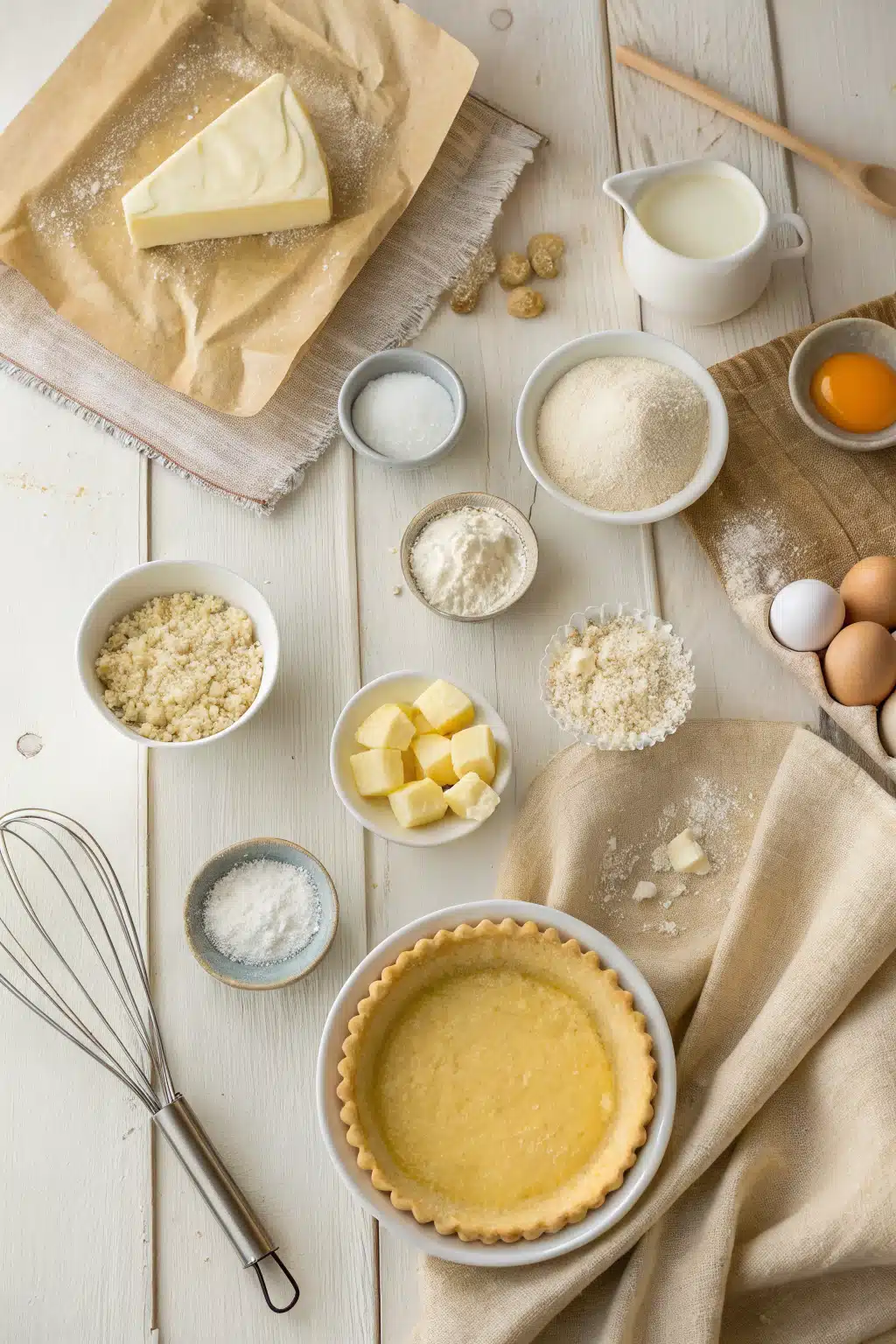 Buttermilk Pie beautifully presented from an overhead angle