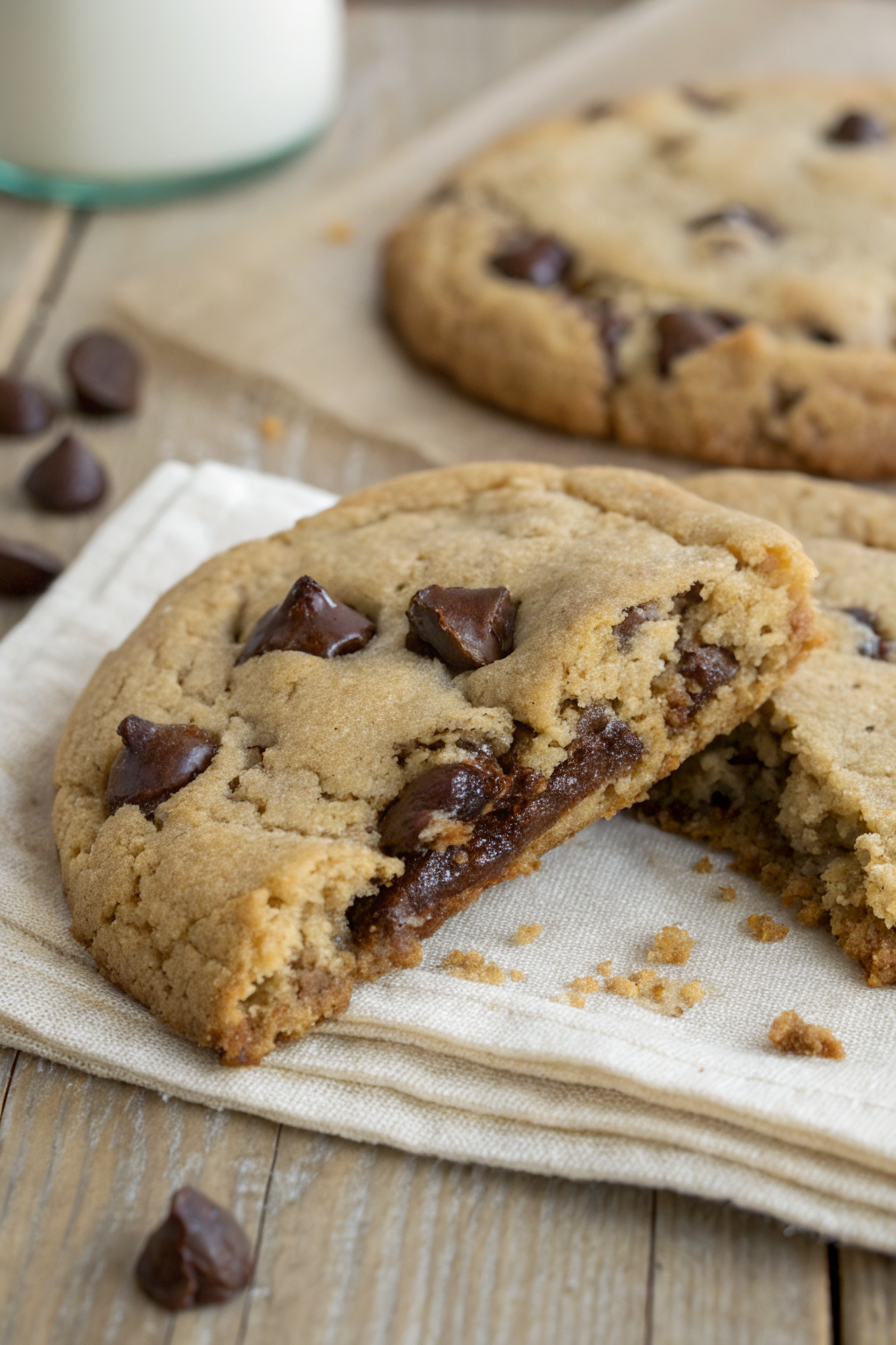 Cake Mix Chocolate Chip Cookies slice on plate showing perfect texture and swirl pattern