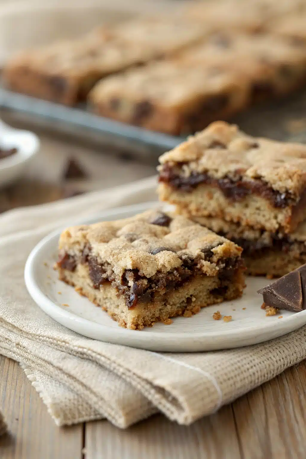 Cake Mix Cookie Bars 2 slice on plate showing perfect texture and swirl pattern