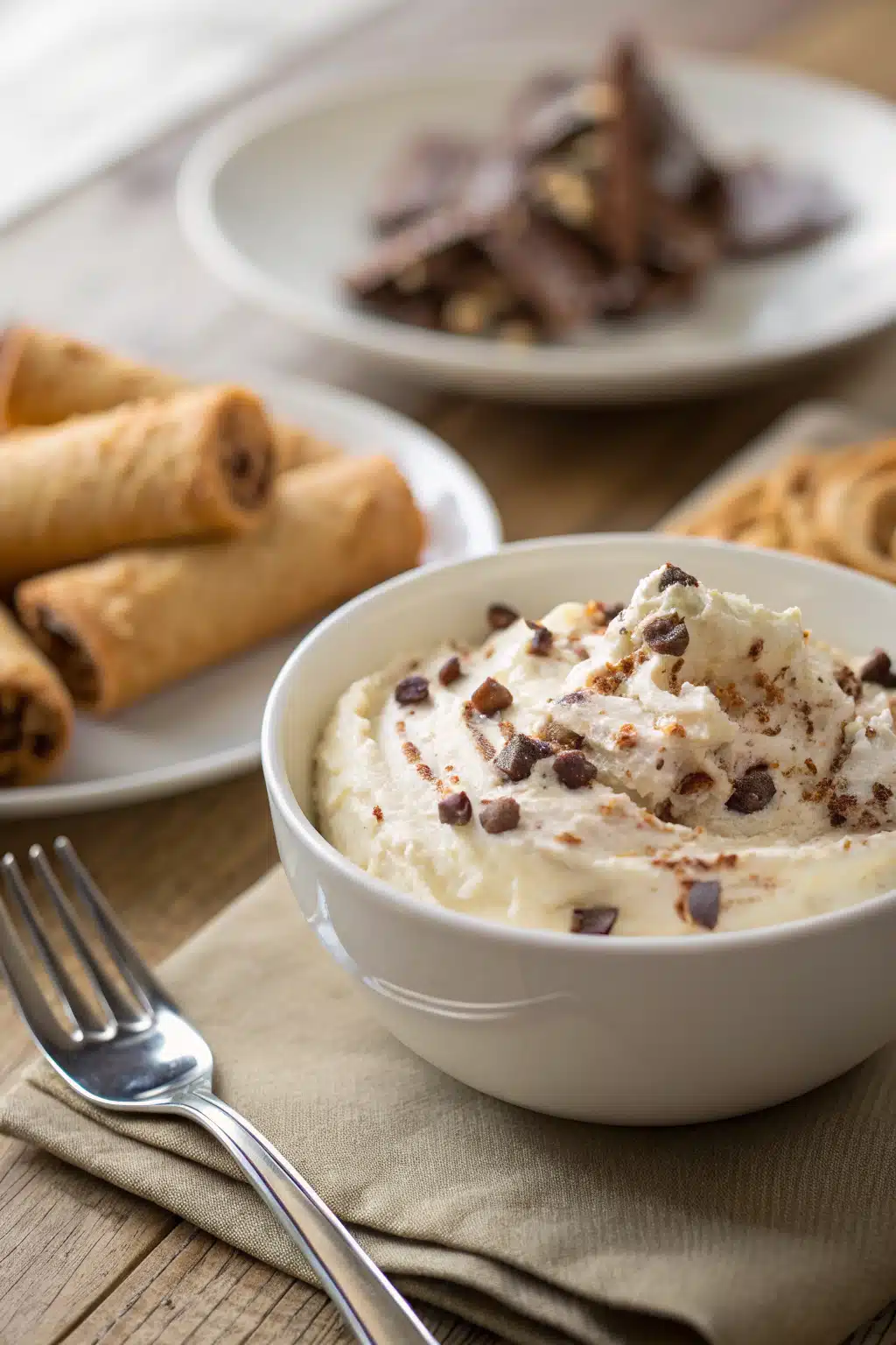 Cannoli Dip Recipe ingredients organized and measured on kitchen counter