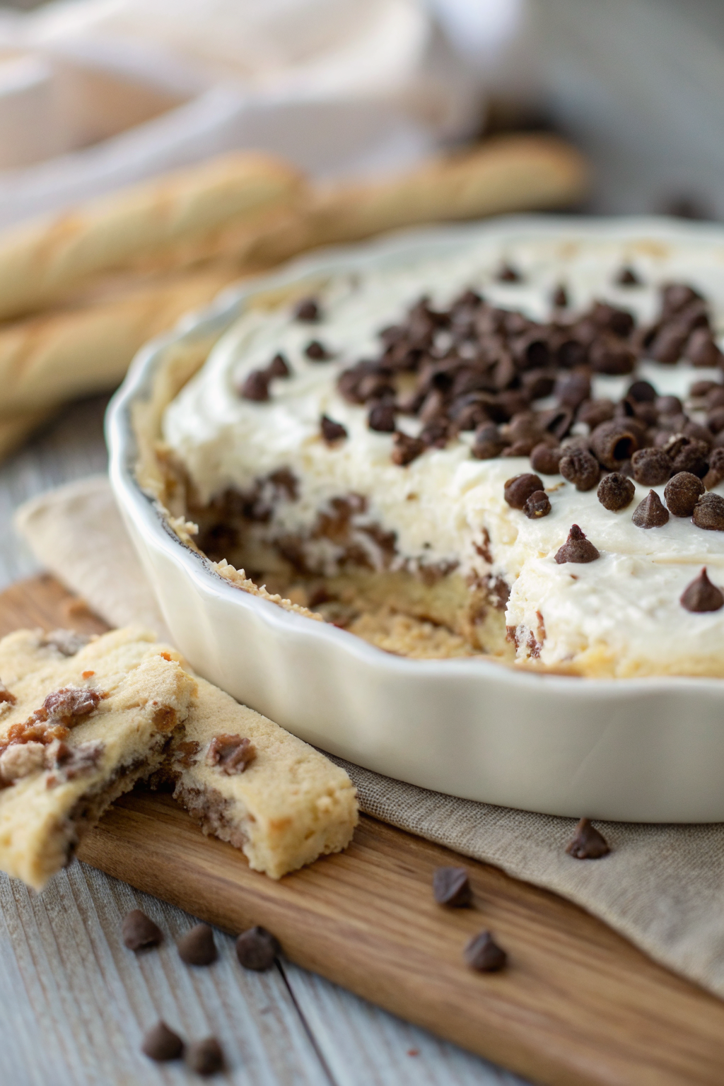 Cannoli Dip Recipe slice on plate showing perfect texture and swirl pattern