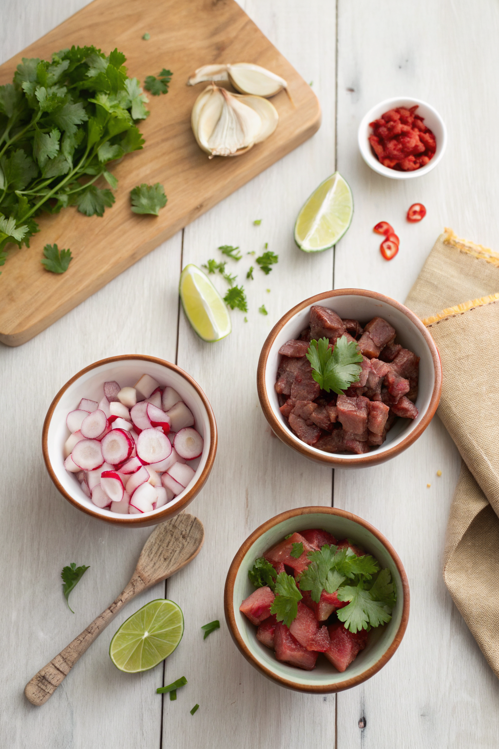 Carne Asada Tacos beautifully presented from an overhead angle