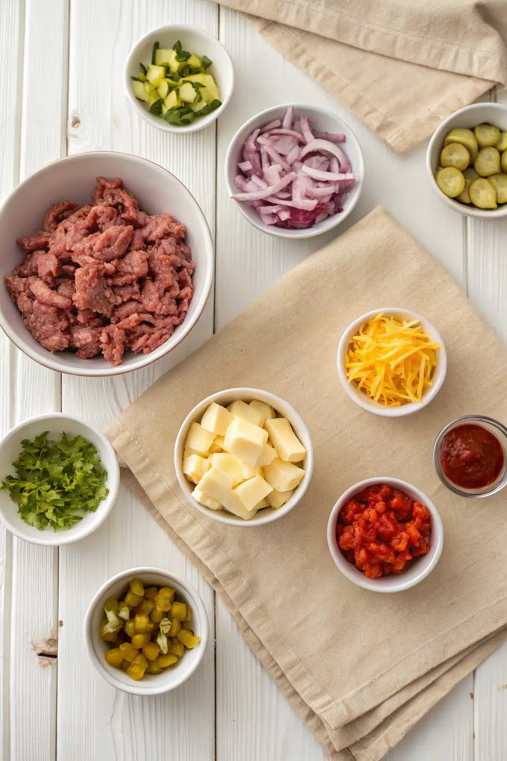Cheeseburger Casserole Recipe beautifully presented from an overhead angle