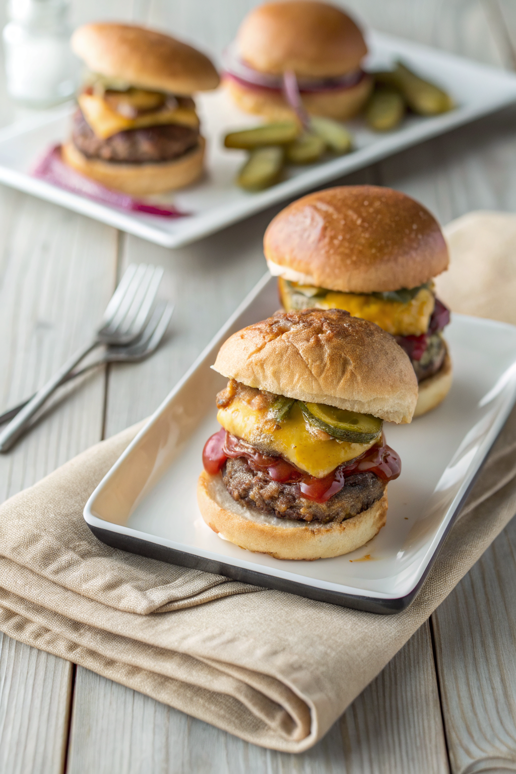 Cheeseburger Sliders ingredients organized and measured on kitchen counter
