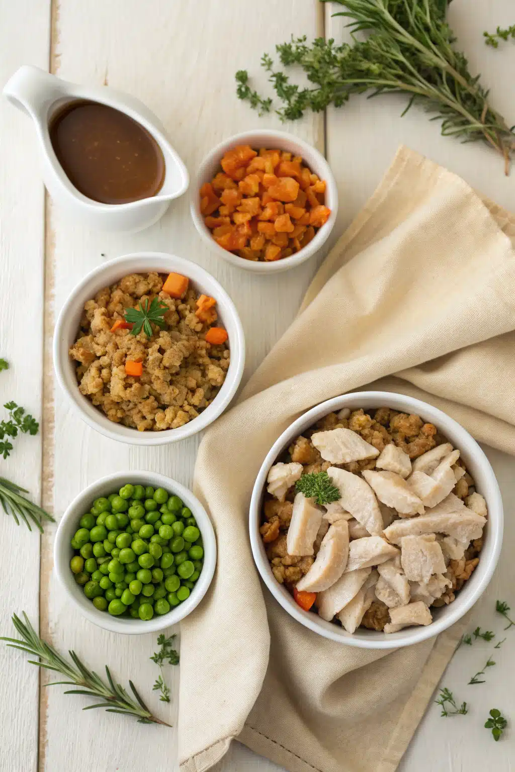 Chicken Casserole With Stuffing beautifully presented from an overhead angle