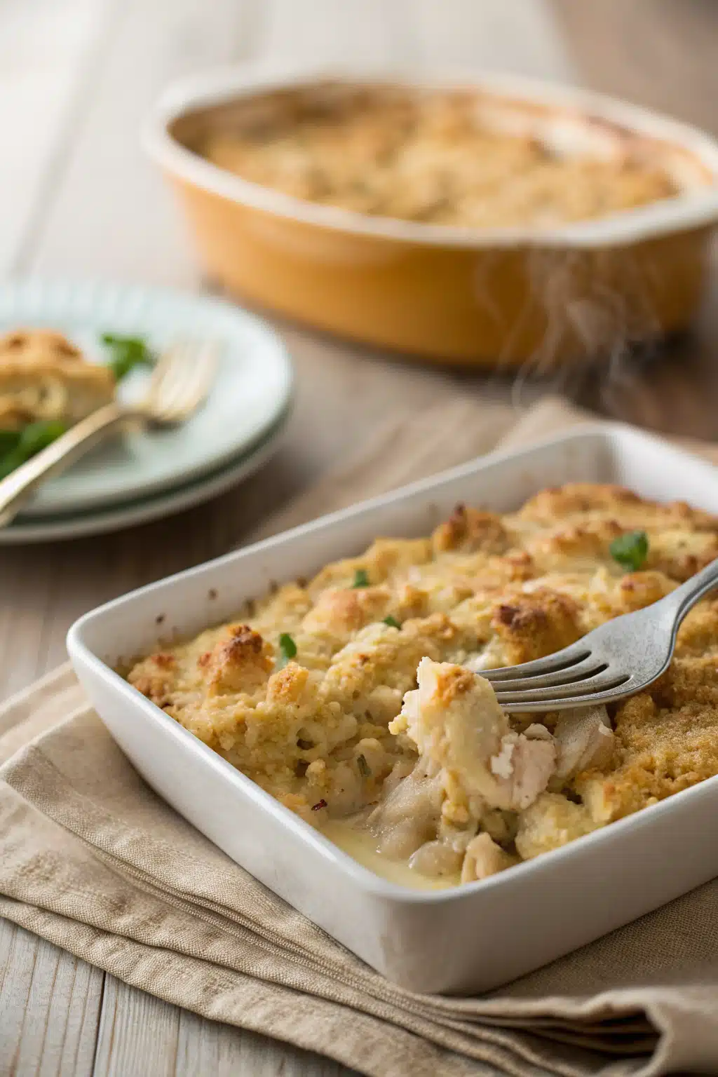 Chicken Casserole With Stuffing ingredients organized and measured on kitchen counter