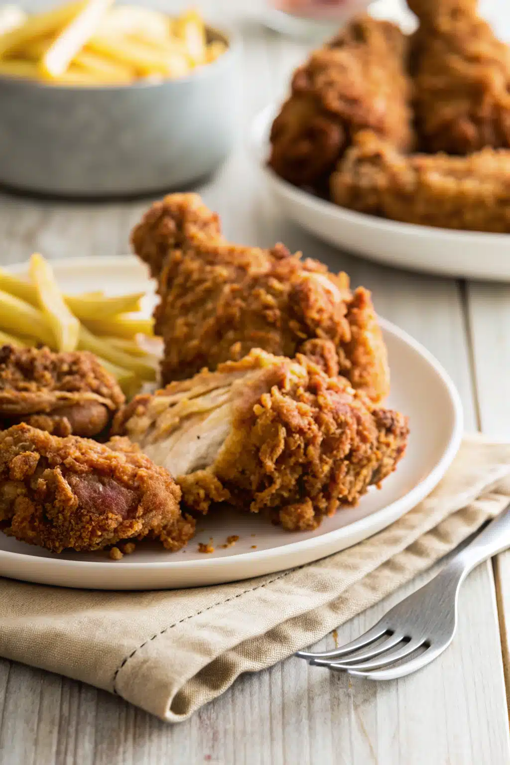 Southern Fried Chicken ingredients organized and measured on kitchen counter