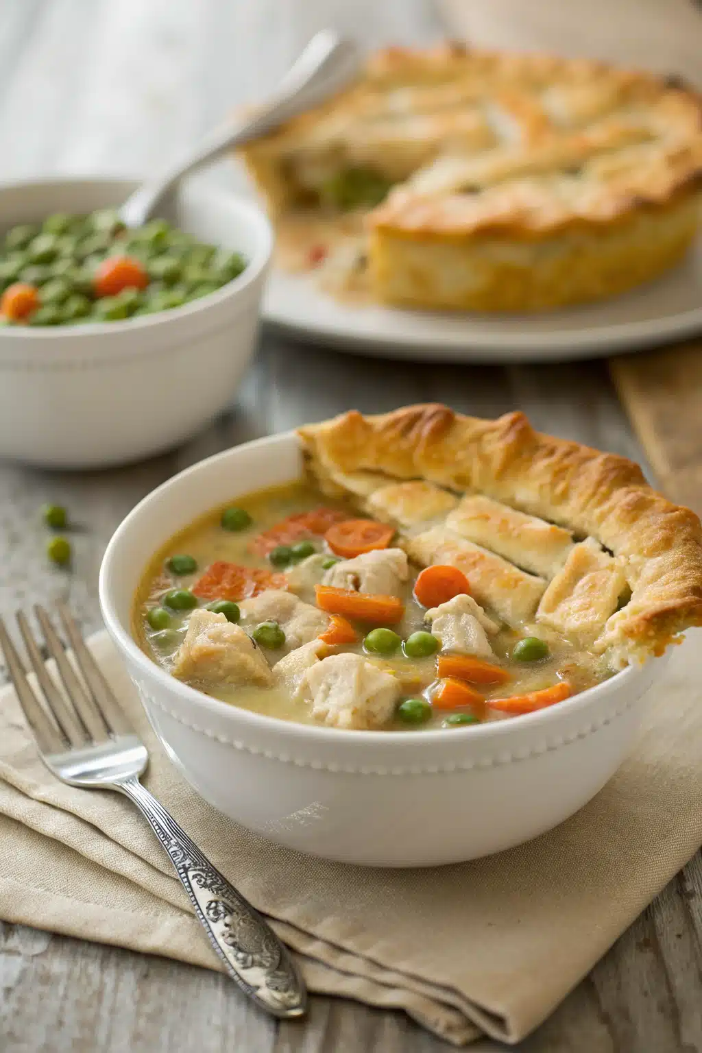 Chicken Pot Pie Soup ingredients organized and measured on kitchen counter
