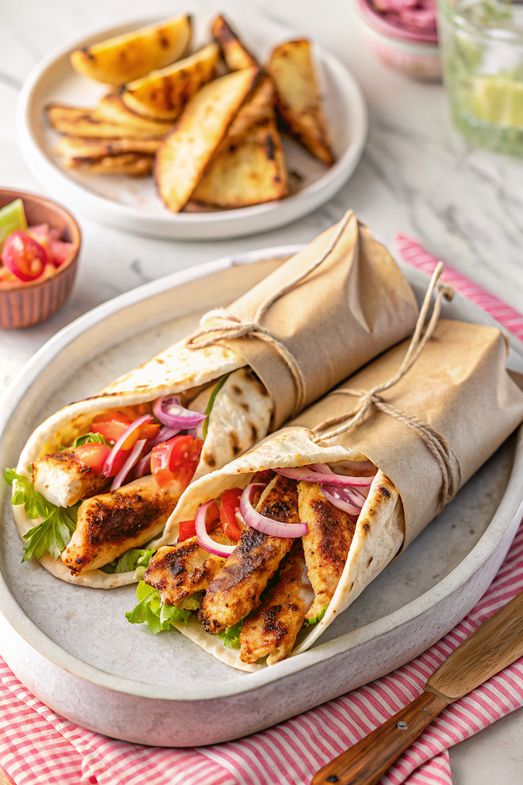 Chicken Shawarma ingredients organized and measured on kitchen counter