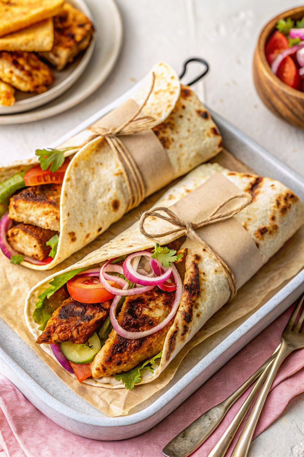 Chicken Shawarma slice on plate showing perfect texture and swirl pattern