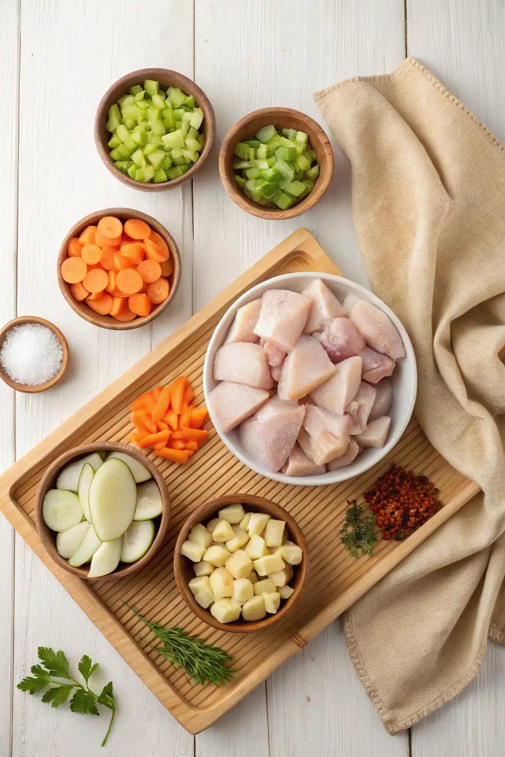 Chicken Stew Recipe beautifully presented from an overhead angle