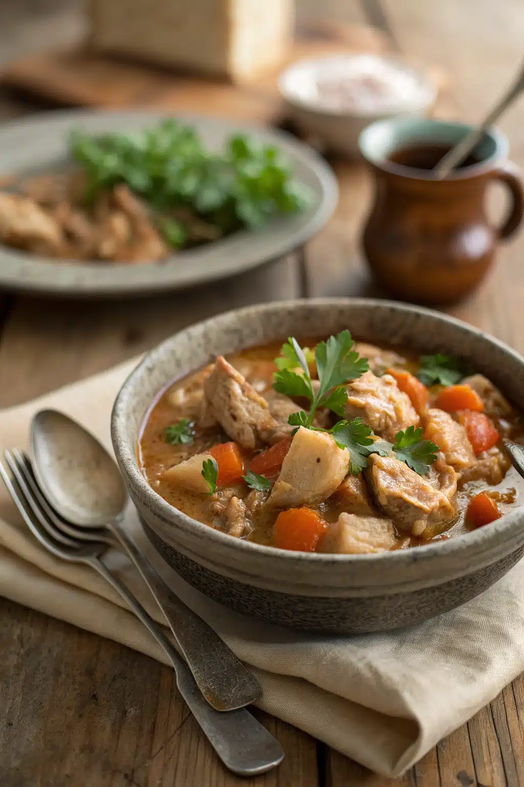 Chicken Stew Recipe ingredients organized and measured on kitchen counter