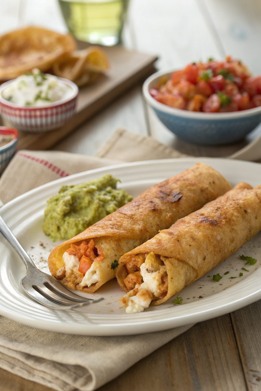 Chicken Taquitos ingredients organized and measured on kitchen counter